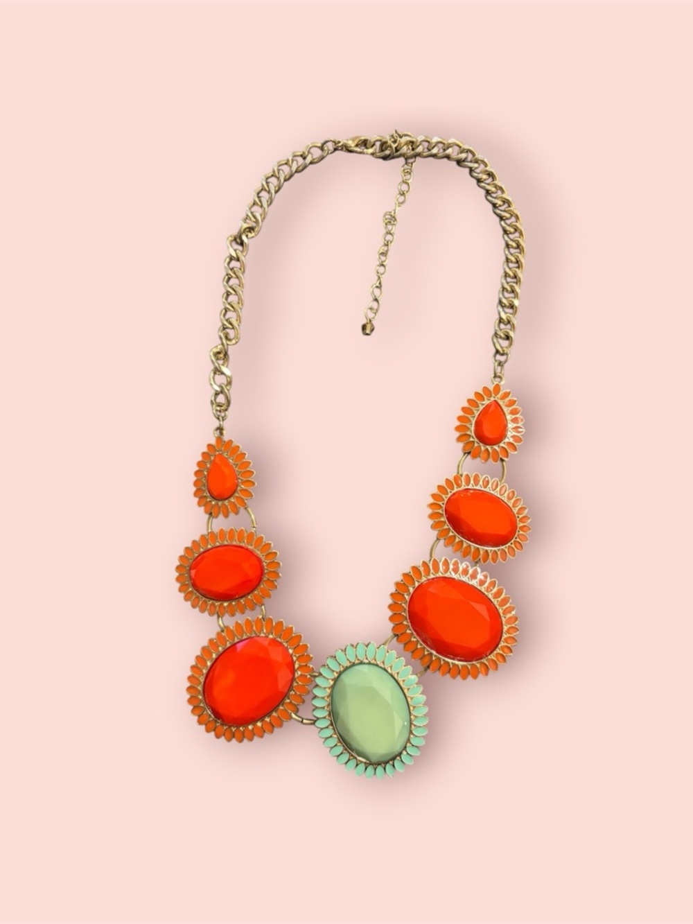 Statement Orange and Mint Necklace - Women Jewelry